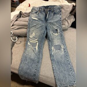 Aeropostale Light Blue Straight Leg Ripped Skater Jeans